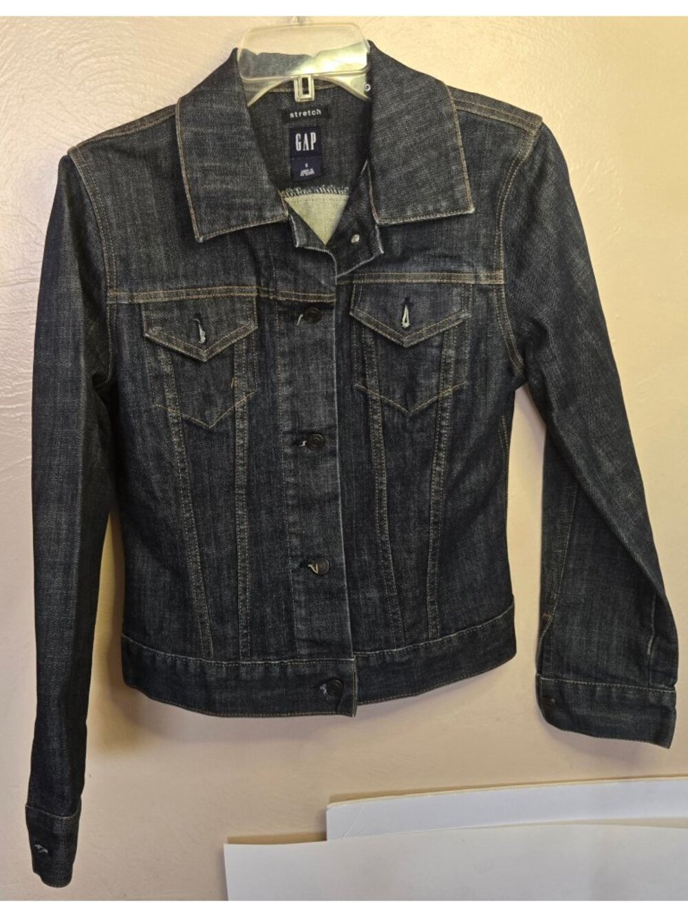 Gap Classic Dark Wash Denim Jacket Sz Small Trendy Layers Western Rodeo